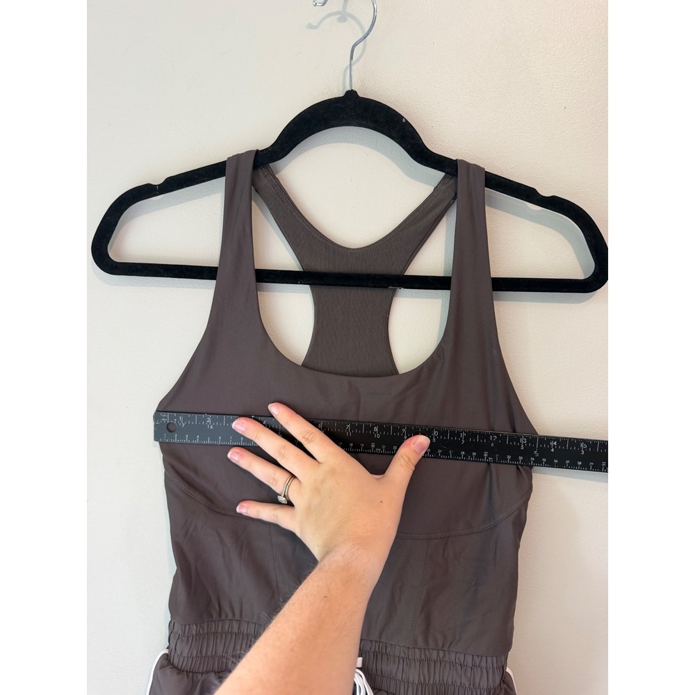 Fabletics Womens Brown Racerback Active Romper Cutout Back Athletic Shorts S - Picture 5 of 6